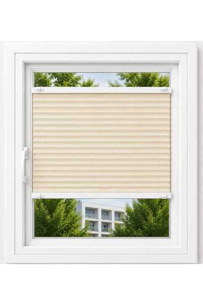 sineklikstore Krem Plise Katlanır Cam Balkon Perdesi - Ofis Perdesi - Mutfak ...