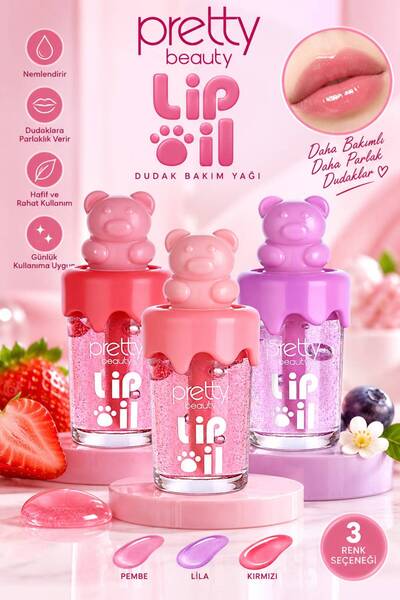 Pretty Beauty Lip Oil Dudak Bakım Yağı – Nemlendirici, Parlak Görünüm Sağlaya...