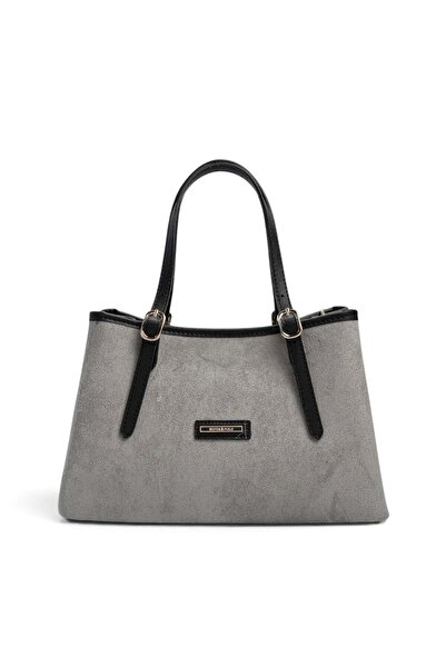 Silver Polo Smoked - Black Suede Women's Handbag Sp1252
