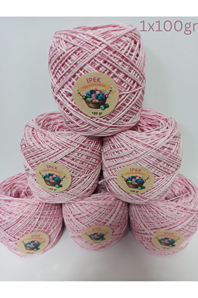 İPEK YÜN İPLİK DÜNYASI Koton Pamuk Örgü İpi (Toz Pembe,Pembe Sim) 100gr