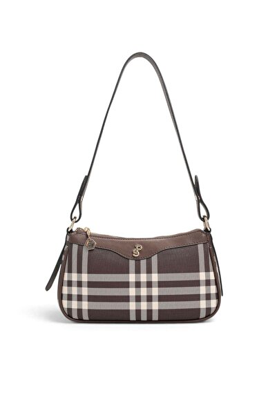 Silver Polo Coffee - Brown Striped Plaid Women's Crossbody Bag Sp1274