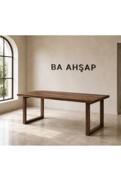 BA AHŞAP Kare Kenar Boyalı Ahşap Ayaklı Doğal Çam Yemek Masası 80x100_NN1-01