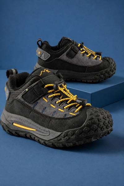ByCukurovaFrango AR-4881 Pantofi de exterior gri pentru băieți, cu șireturi a...