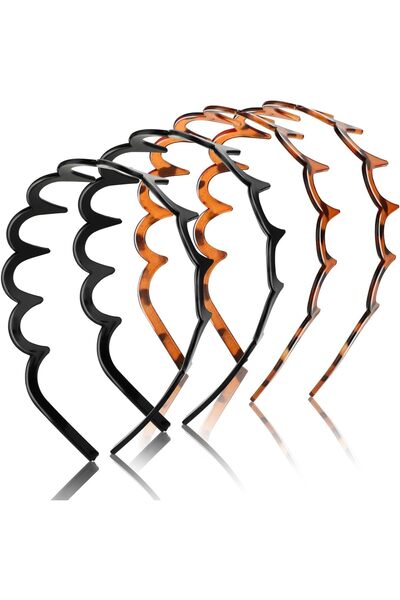 Arabest 4 Pcs Wavy Shape Hair Bands,Plastic Zig Zag Hair Hoop Accessory for W...