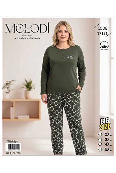 REN Costum de pijama pentru femei, verde, cu guler cu nasturi, mărime mare, l...