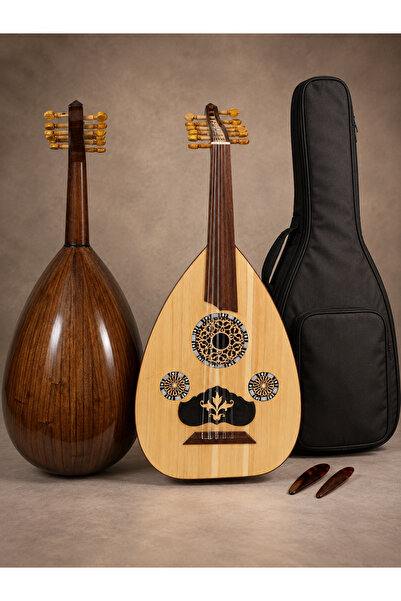 KARAZ MUSIC Beginner Musical Instrument Semi-Lux Mahogany Oud with Case and T...