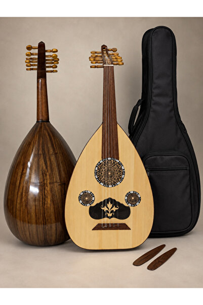 KARAZ MUSIC Beginner Musical Instrument Semi-Lux Mahogany Oud with Case and T...
