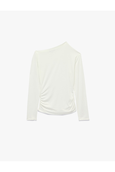 Koton Slim Fit Viscose Long Sleeve Asymmetrical Collar T-Shirt