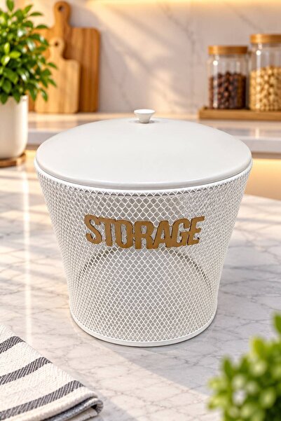 ANGDESİGN BODRUM Kapaklı Patates-Soğanlık BEYAZ -BÜYÜK Çok Amaçlı Metal Sepet STORAGE Yazılı Patates Soğan Sepeti Metal Meyvelik Sebzelik Saklama Kabı Mutfak Organizer Masaüstü & Tezgah Üstü Düzenleyici
