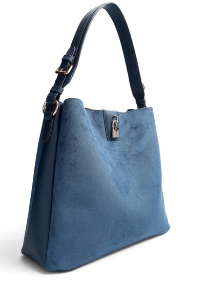 Silver Polo Navy Blue - Navy Blue Suede Women's Shoulder Bag Sp1295