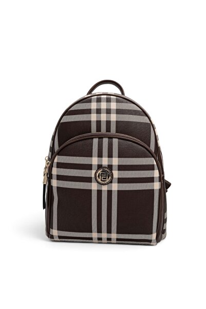 Silver Polo Coffee - Brown Striped Plaid Women's Backpack Sp1062