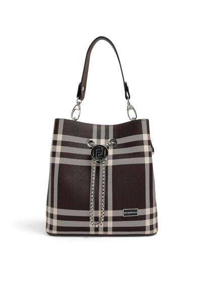 Silver Polo Coffee - Brown Striped Plaid Women's Crossbody Bag Sp967