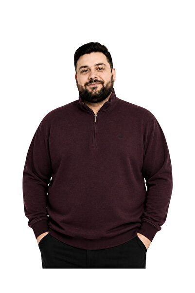 BattalModa Hanorac pentru bărbați, mărime mare, culoare melange burgundy, cu ...