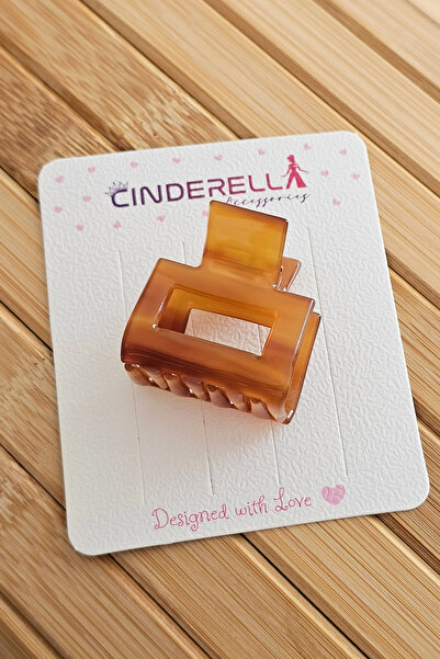 Cinderella Μίνι τετράγωνη ακρυλική αγκράφα με υφή κεχριμπαρένιου χρώματος 3,5...