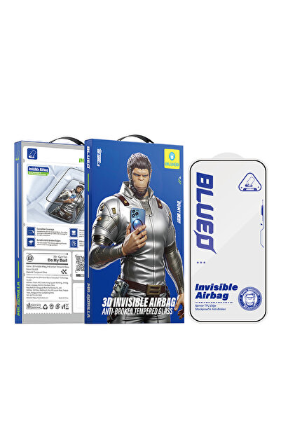 BLUEO iPhone 18 Pro Uyumlu 3D Invisible Airbag Darbe Emici Full Cover Ekran K...