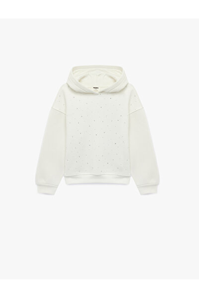 Koton Stone Detailed Embellished Long Sleeve Hooded Sweatshirt