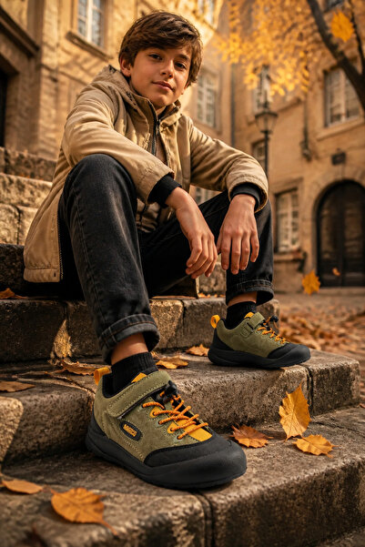 ByCukurovaFrango By-4666 Anatomical Lace-Up Boys' Green Casual Outdoor Shoes