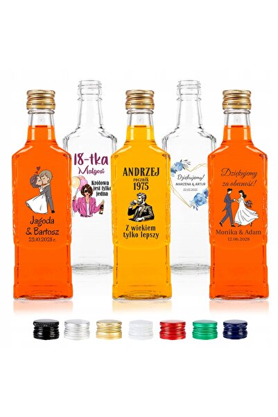 SuperButelki Set 10 bucati - sticla MOSCVA 250 ml pentru nunta cu imprimeu + ...