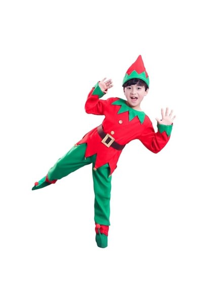 Funny Party Shop Детски костюм на елф с черен колан, Funny Party Shop ® 7-8 г...
