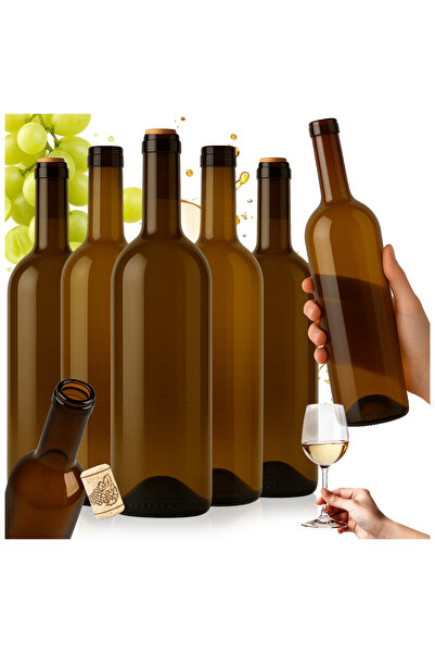 SuperButelki Set 15 Sticle, Bordeaux, 750 ml, Cu Dop, Pentru Bauturi Alcoolic...