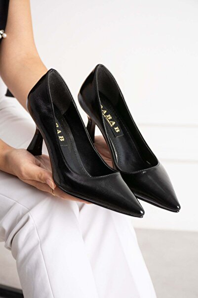 dabab shoes Belen Black Women's Wrinkled Patent Leather Pointed Toe 7 cm Thin...