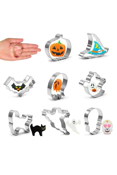 Generic Brand Set of 8 Stainless Steel Halloween Cookie Cutters - Pumpkin, Gh...
