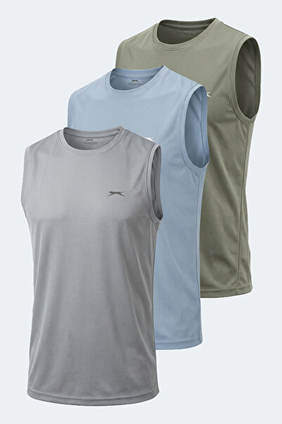 Slazenger Hazzar I 3-Piece Set Men's Sleeveless Light Blue - Khaki - Silver T...