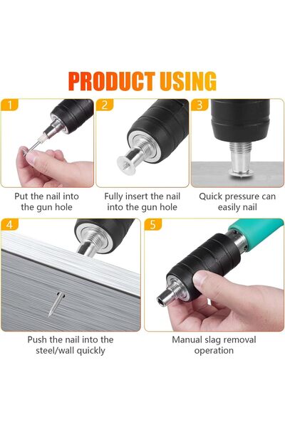 Generic طقم أدوات تثبيت المسامير اليدوية الاحترافية مع 100 مسمار تثبيت، بأحجام M3 M4 M5 M6 M8، مع حقيبة حمل وملحقات