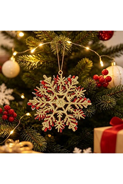 idei Christmas product, set of 3 pieces of red- gilded plastic multilayer sno...