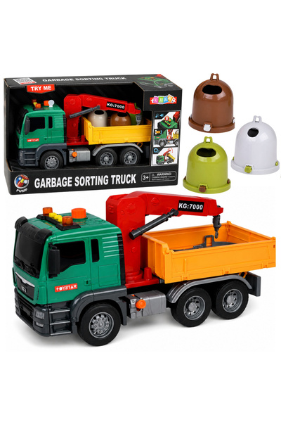 LEAN Camion cu macara, Containere pentru sortarea gunoiului, Lumină, Sunet, F...