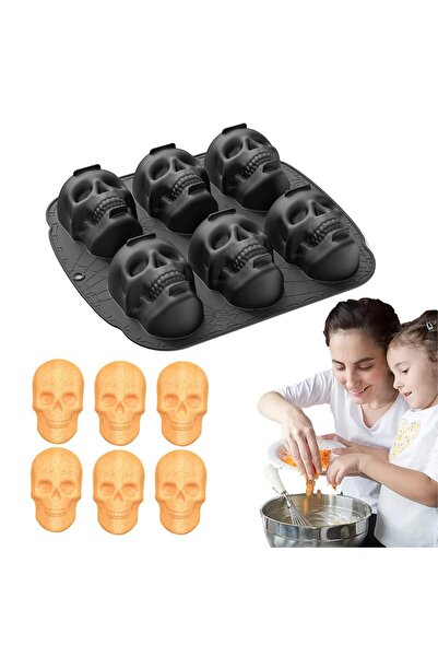 Generic Brand Formă de tort din silicon cu model de craniu - Formă de tort di...
