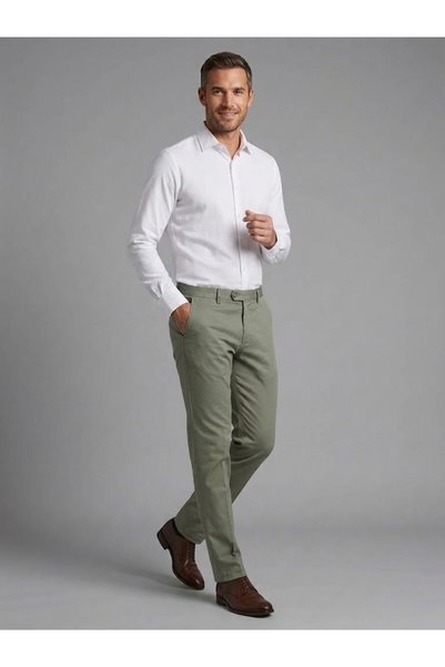centilmen Pantaloni chino din bumbac slim fit pentru bărbați ECER 31236610