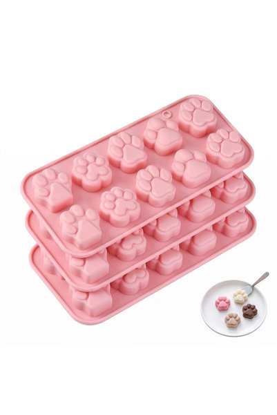 Generic Brand Set de 3 matrițe din silicon în formă de labă de pisică, cu 10 ...