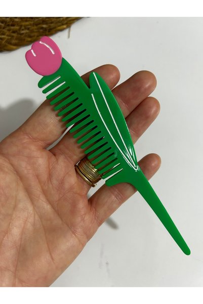 MADE BY PERİ Figured Acetate Bone Hair Comb - Patterned Makeup & Bag Comb ⁠ Suitable for Children and Adults to Use