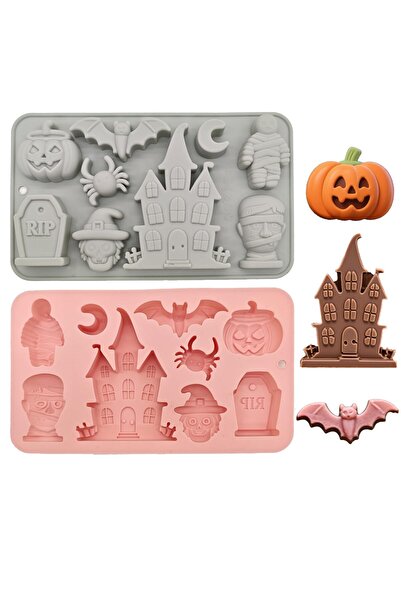 Generic Brand Set de 2 matrițe de silicon cu tematică de Halloween, matriță d...