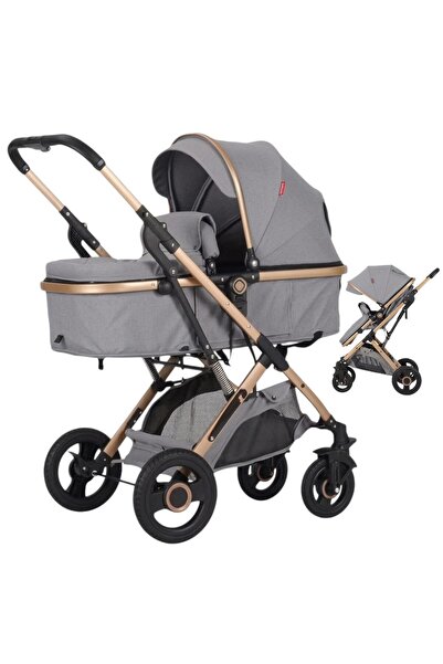 Belecoo Carucior 2 in 1 Sport Pliabil Compact, Cadru Auriu, Material Aspect I...