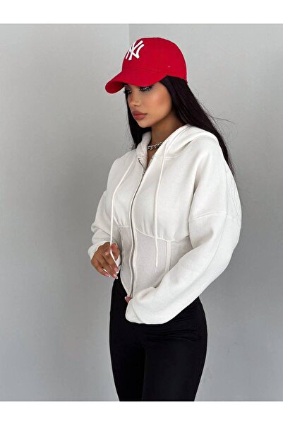 Dora Kemer Kadın Crop Kapüşonlu Hoodie