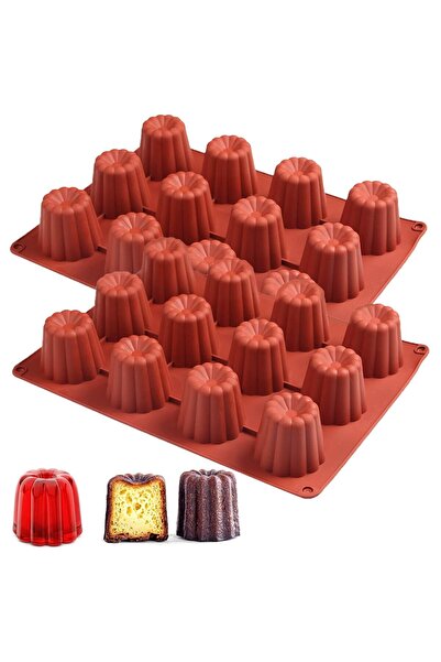 Generic Brand Formă de silicon pentru mini cannelé, 2 piese, 12 cavități, ant...