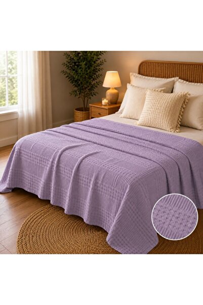 Pucioasa Pled tip vafe din bumbac 220x240cm, Liliac