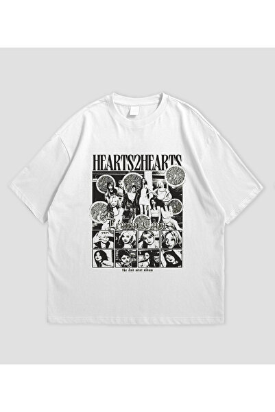 Grafftee Clothing تي شيرت مطبوع عليه Hearts2Hearts للجنسين مقاس كبير