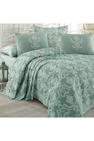 Eponj Home Pique Linen and Duvet Set 100% Cotton , Eponj Pure Water Green