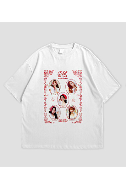 Grafftee Clothing تي شيرت أحمر مخملي مطبوع للجنسين مقاس كبير