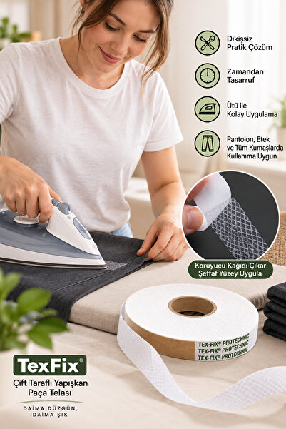 LİVA CRAFT Art & Craft Paça Telası 2cm Eninde 10 metre, Dikişsiz Tadilat Telası, Çift Taraflı Yapışkan Şerit Tela