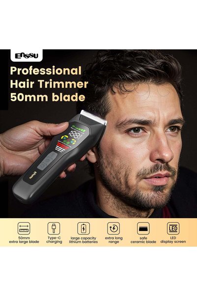 ENSSU Professional Hair Clipper for Men, 50 mm Ceramic Blade, 2-Speed Motor, 180-Min Runtime