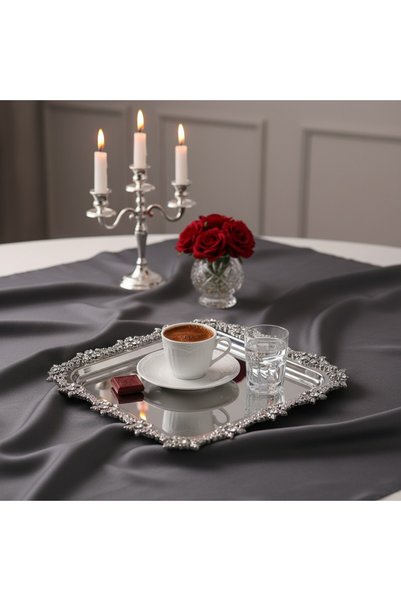 Simply Now Luxury Cast Metal Presentation Tray with Floral Motifs Square 23X2...