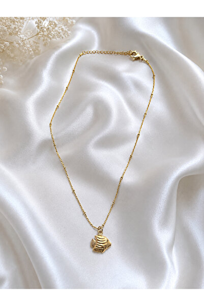 Balık Figürlü Gold Renk Çelik Kolye 🐟✨