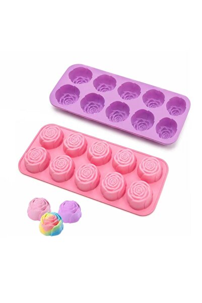 Generic Brand Formă de silicon pentru ciocolată, în formă de trandafir, cu 10...