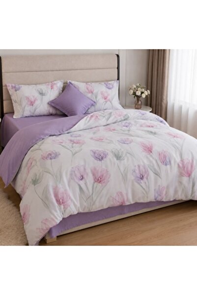 Pucioasa 6-piece finet Double Duvet Cover Set , Pastel Tulips