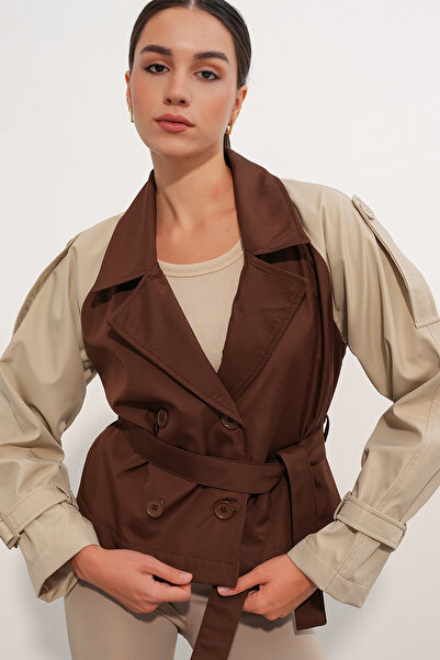 Bigdart Women's Belted Short Trench Coat 5970 - F.Brown