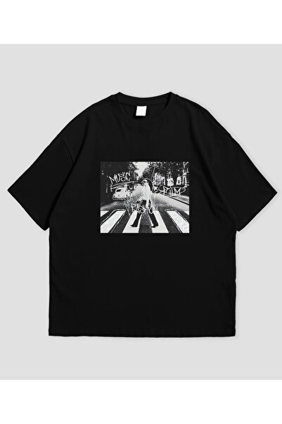 SVART WEAR تي شيرت كبير الحجم مطبوع عليه موسيقى وأزياء وأفلام من تشارلي إكس س...